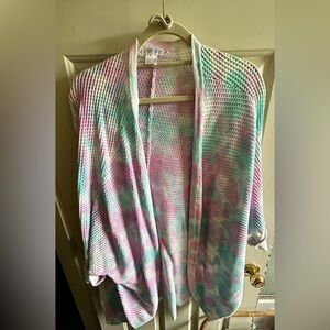 Venus Pastel Tie Dye Cocoon Cardigan Sweater 2X